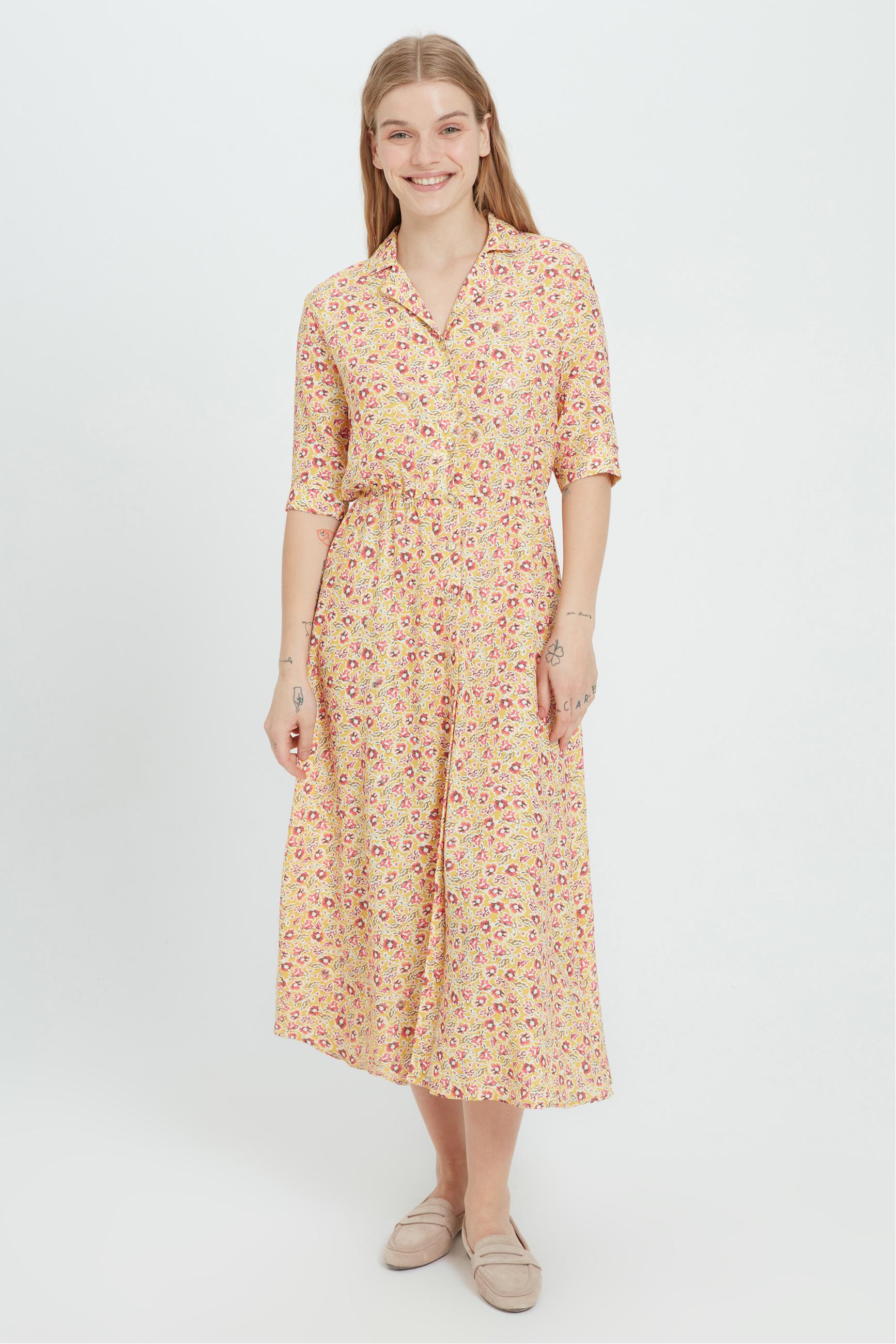 ÇİÇEK DESENLİ UZUN GÖMLEK ELBİSE