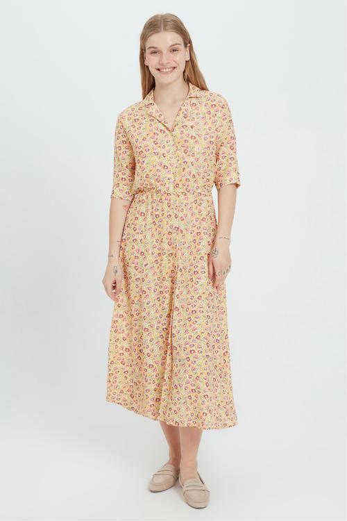  ÇİÇEK DESENLİ UZUN GÖMLEK ELBİSE