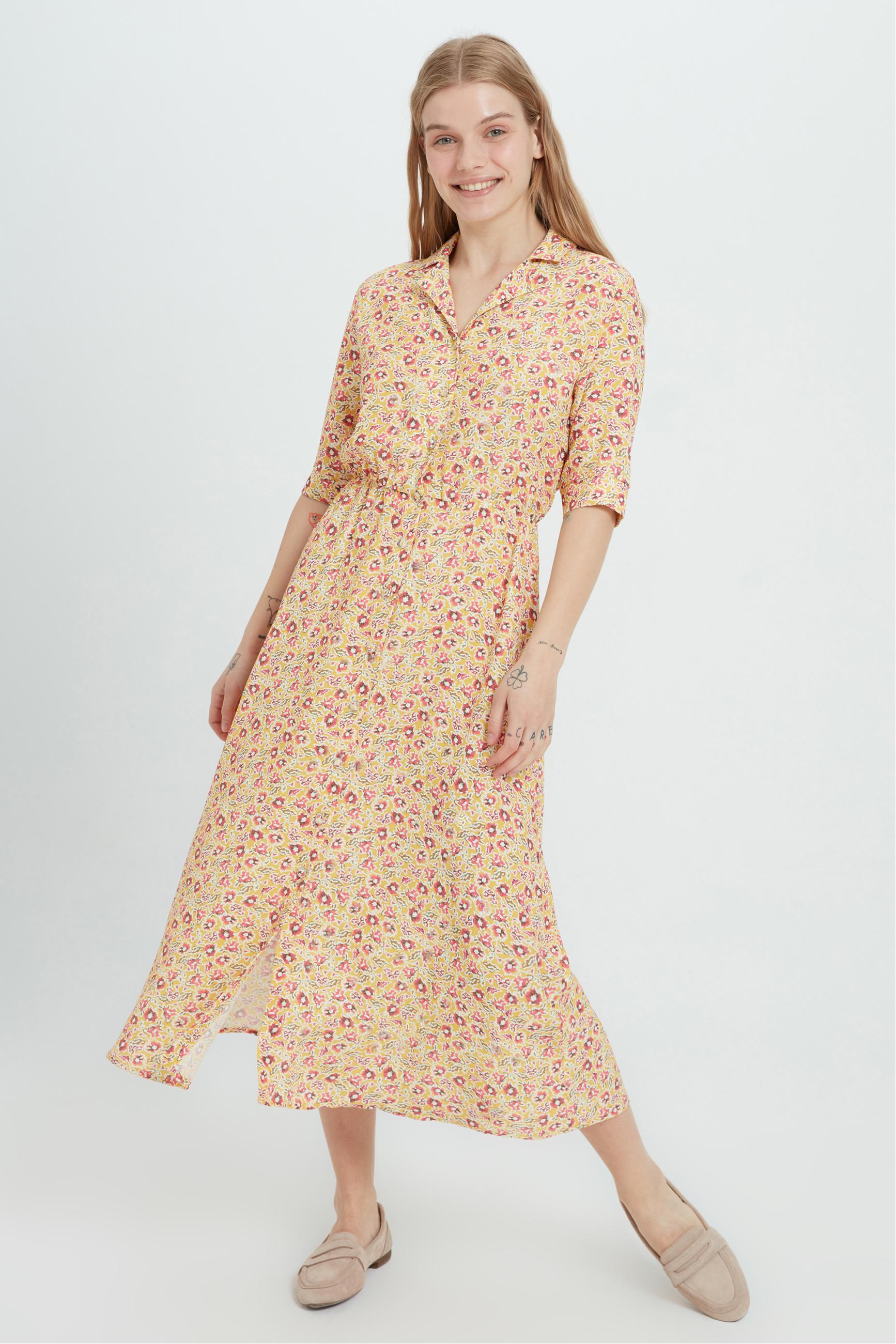 ÇİÇEK DESENLİ UZUN GÖMLEK ELBİSE