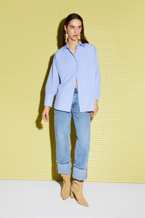  PAMUKLU OVERSIZE POPLİN GÖMLEK