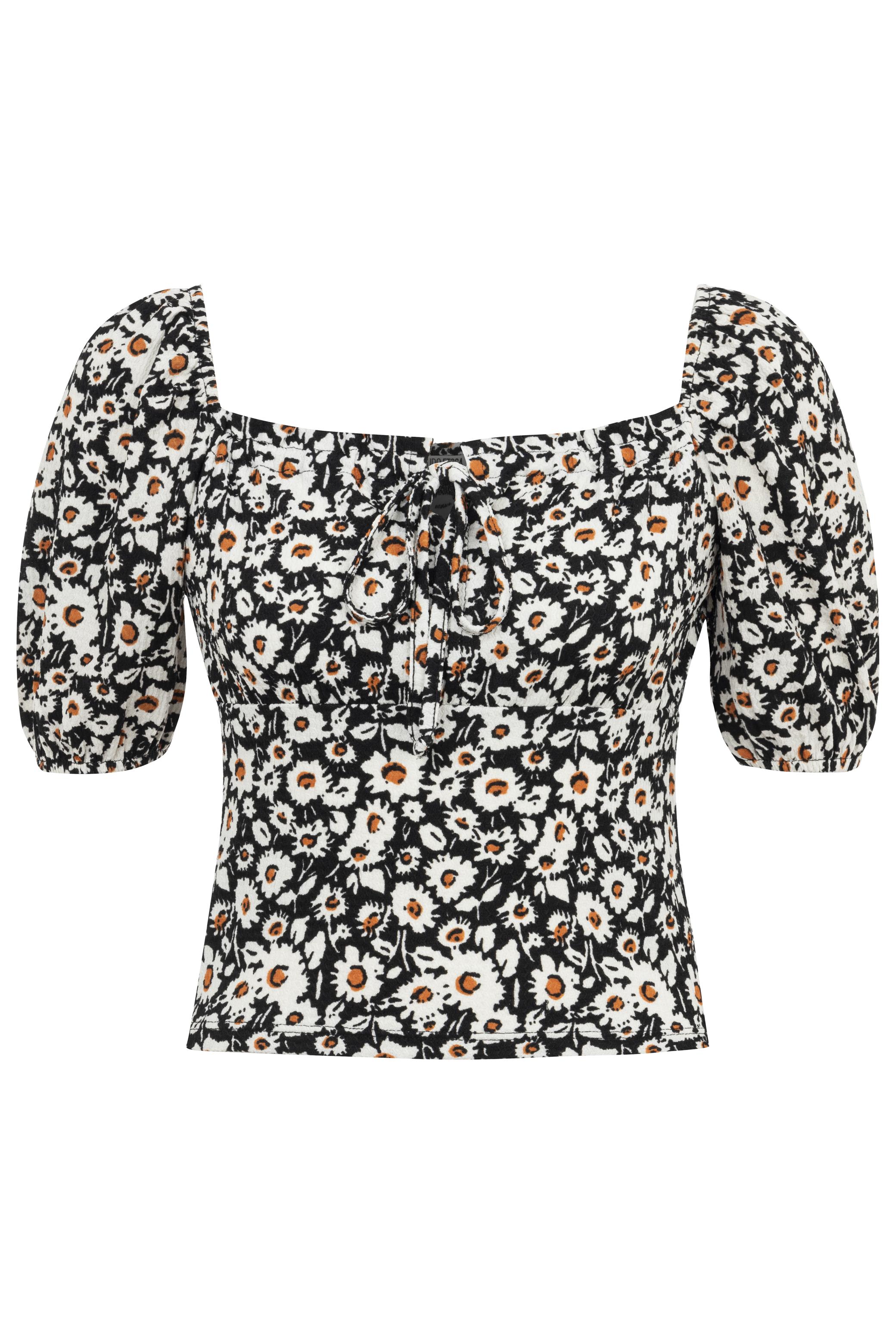 ÇİÇEK DESENLİ KISA KOLLU BLUZ