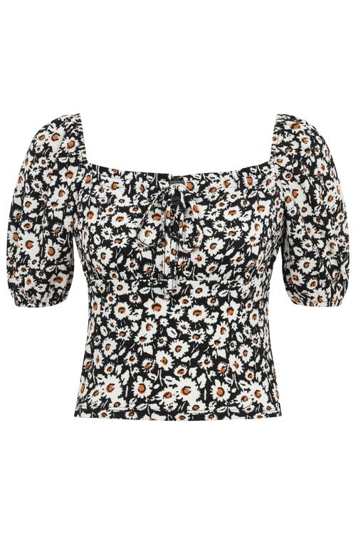  ÇİÇEK DESENLİ KISA KOLLU BLUZ