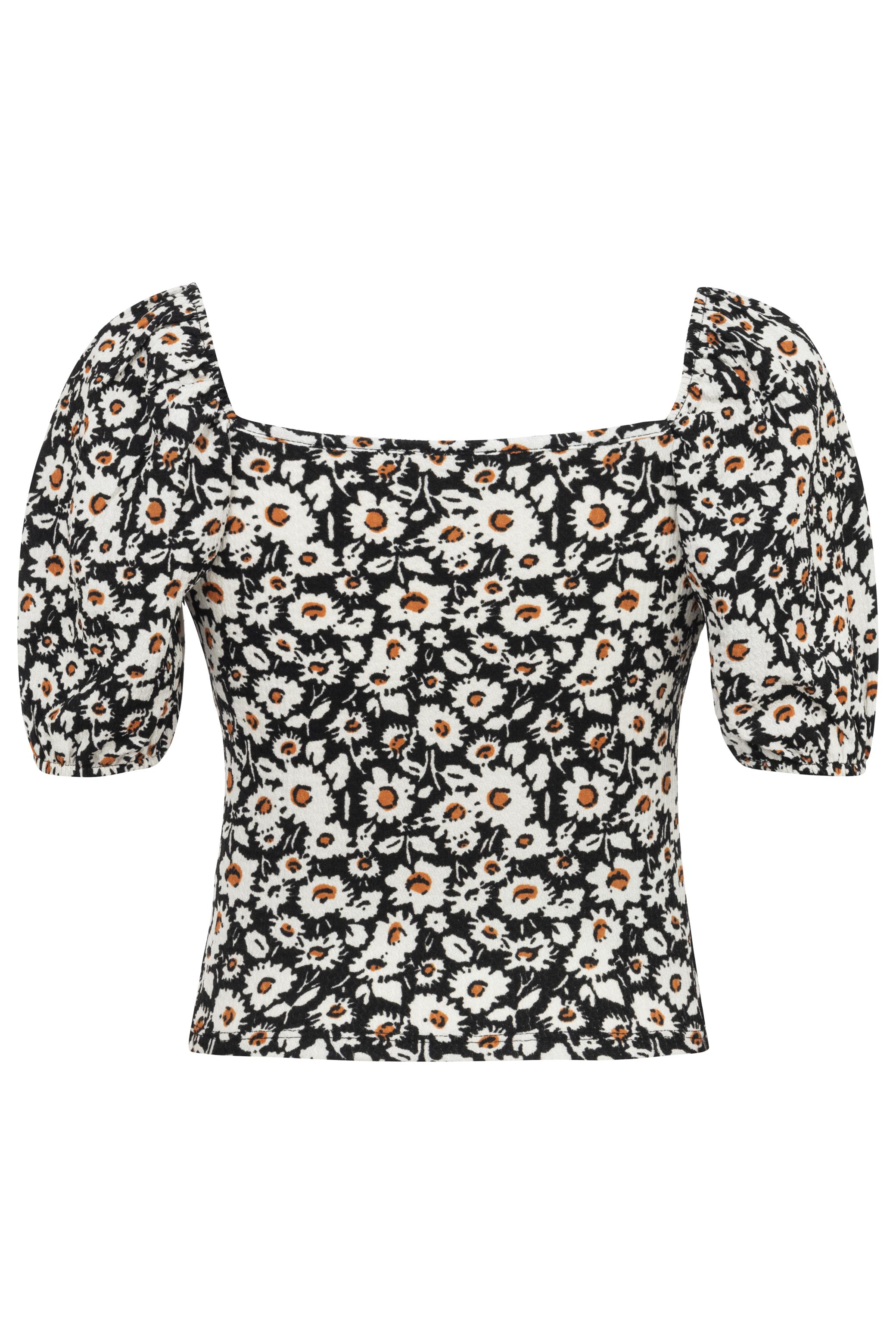 ÇİÇEK DESENLİ KISA KOLLU BLUZ