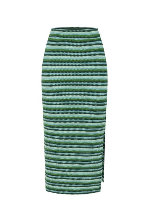  ÇİZGİLİ YIRTMAÇLI MİDİ ETEK