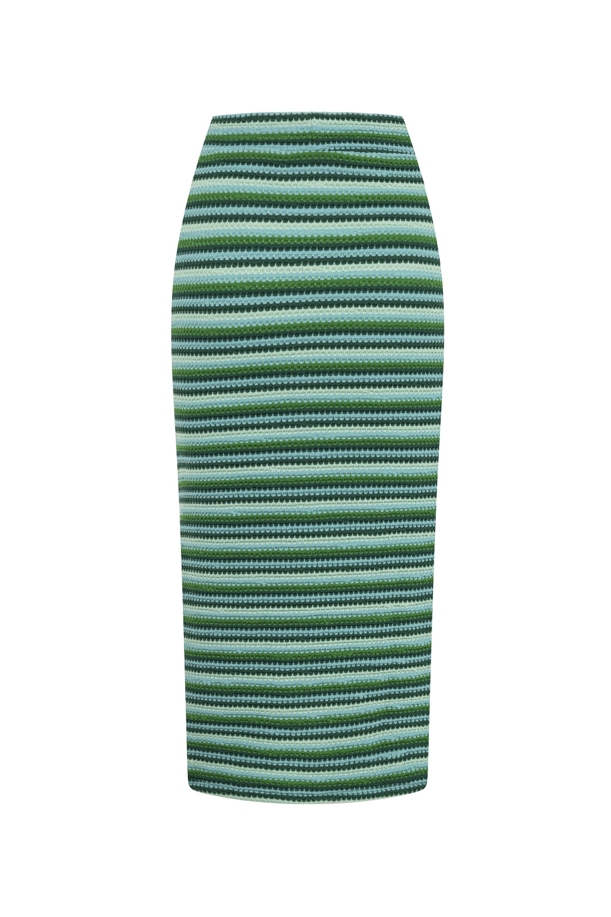 ÇİZGİLİ YIRTMAÇLI MİDİ ETEK