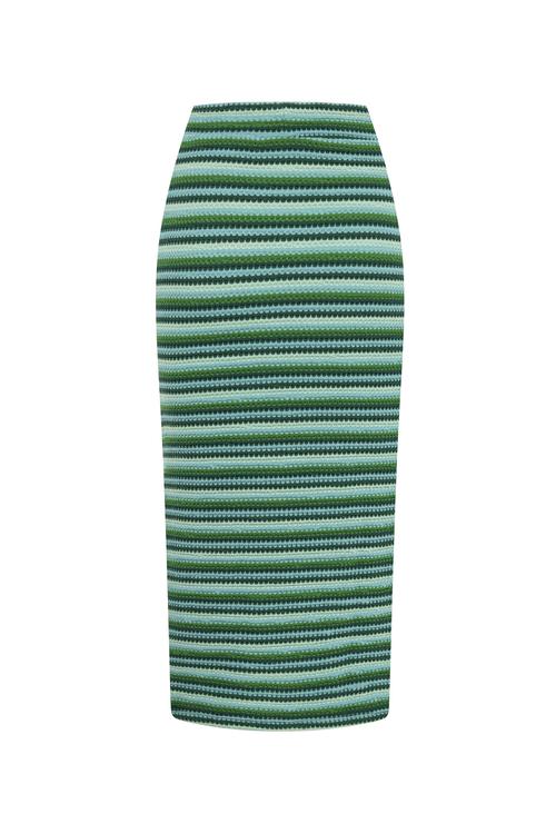  ÇİZGİLİ YIRTMAÇLI MİDİ ETEK