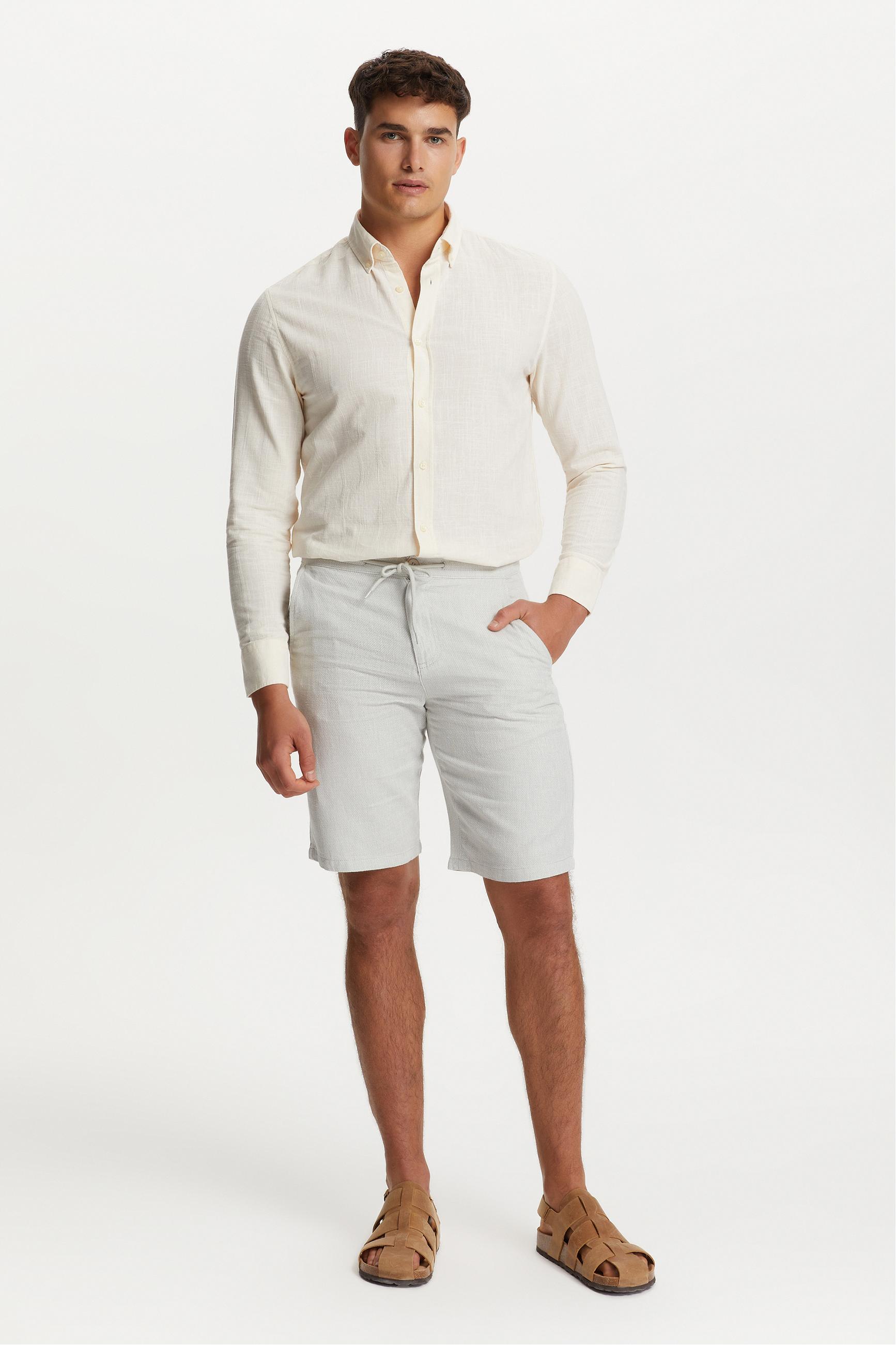 DOKULU KETEN KARIŞIMLI ŞORT