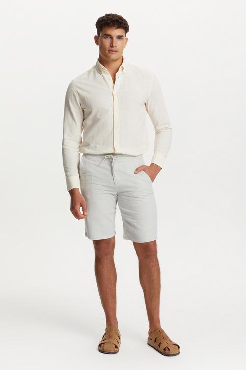  DOKULU KETEN KARIŞIMLI ŞORT