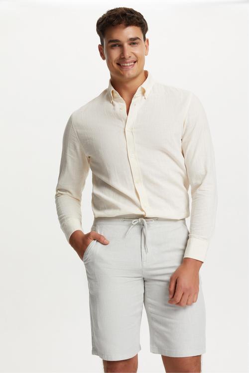  DOKULU KETEN KARIŞIMLI ŞORT