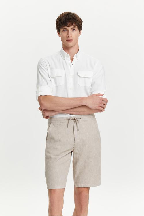  DOKULU KETEN KARIŞIMLI ŞORT