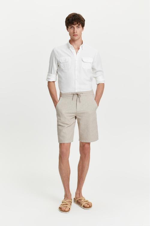  DOKULU KETEN KARIŞIMLI ŞORT