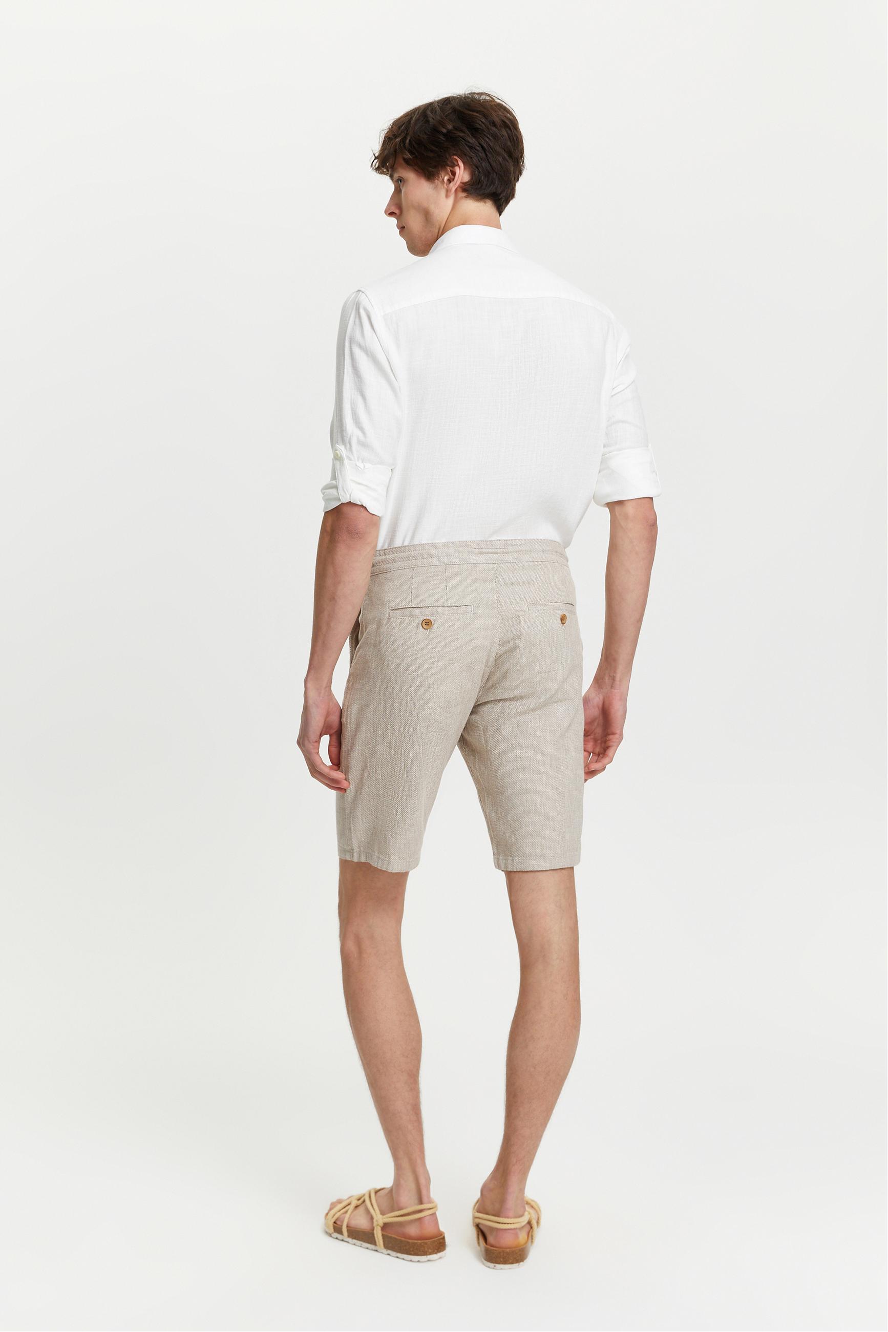 DOKULU KETEN KARIŞIMLI ŞORT