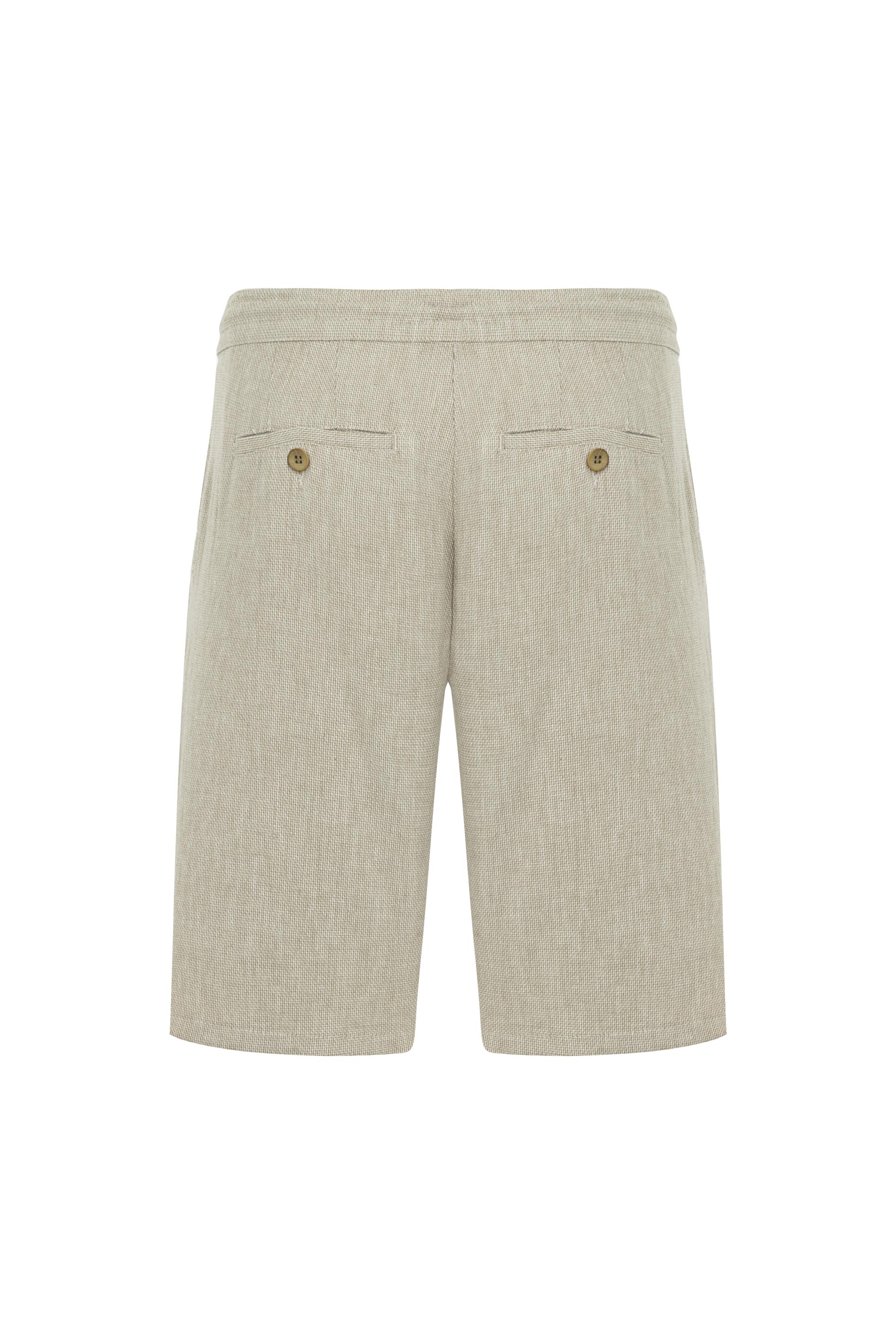 DOKULU KETEN KARIŞIMLI ŞORT