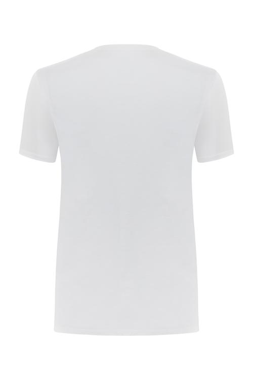  SLOGAN BASKILI BİSİKLET YAKA KISA KOLLU T-SHIRT