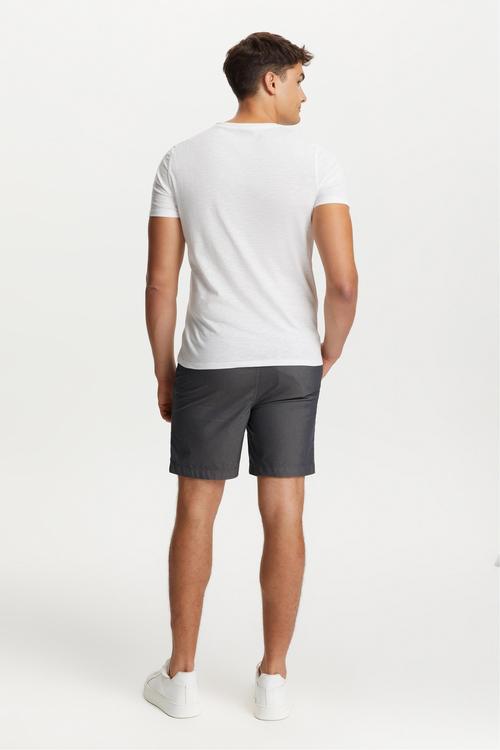  SLOGAN BASKILI BİSİKLET YAKA KISA KOLLU T-SHIRT