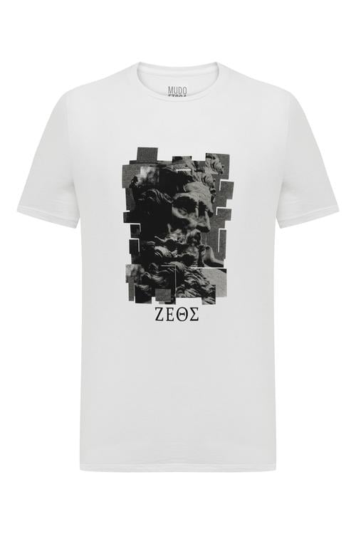  ZEUS BASKILI BİSİKLET YAKA KISA KOLLU T-SHIRT