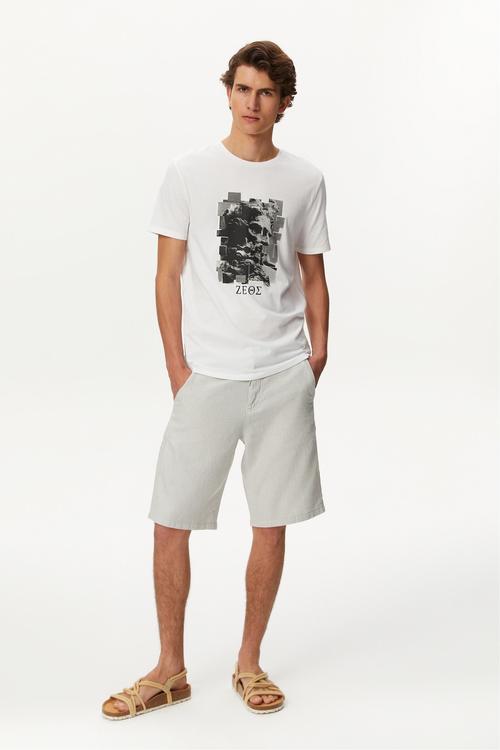  ZEUS BASKILI BİSİKLET YAKA KISA KOLLU T-SHIRT