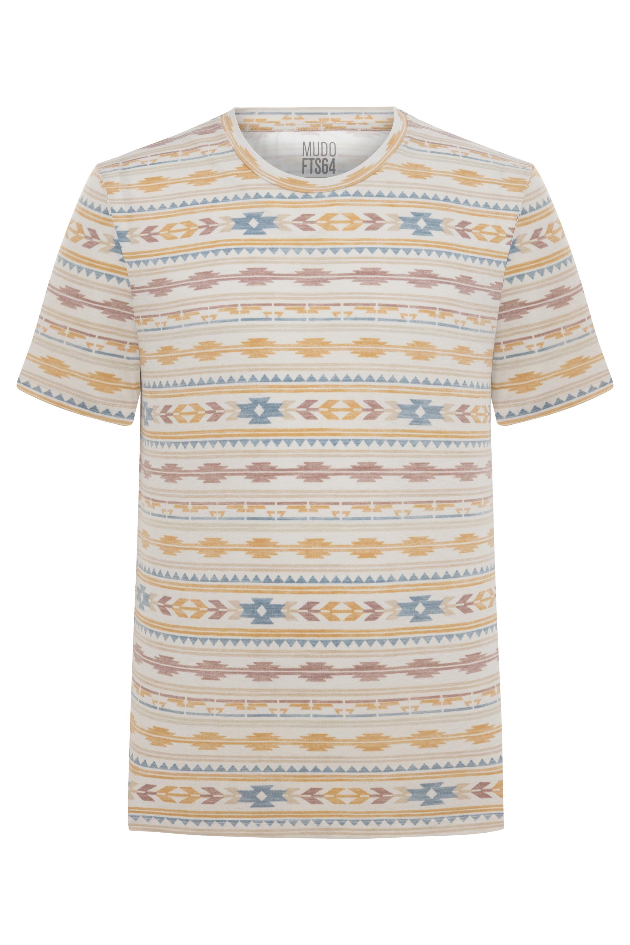 ETNİK DESENLİ BİSİKLET YAKA T-SHIRT