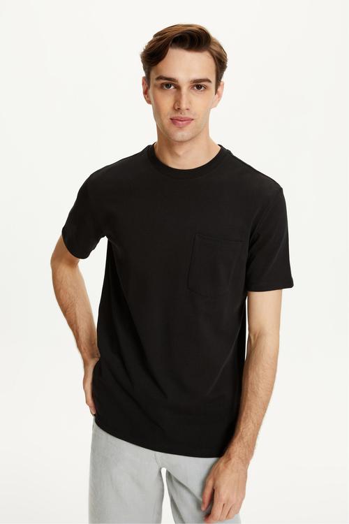  CEP DETAYLI BİSİKLET YAKA KISA KOLLU T-SHIRT