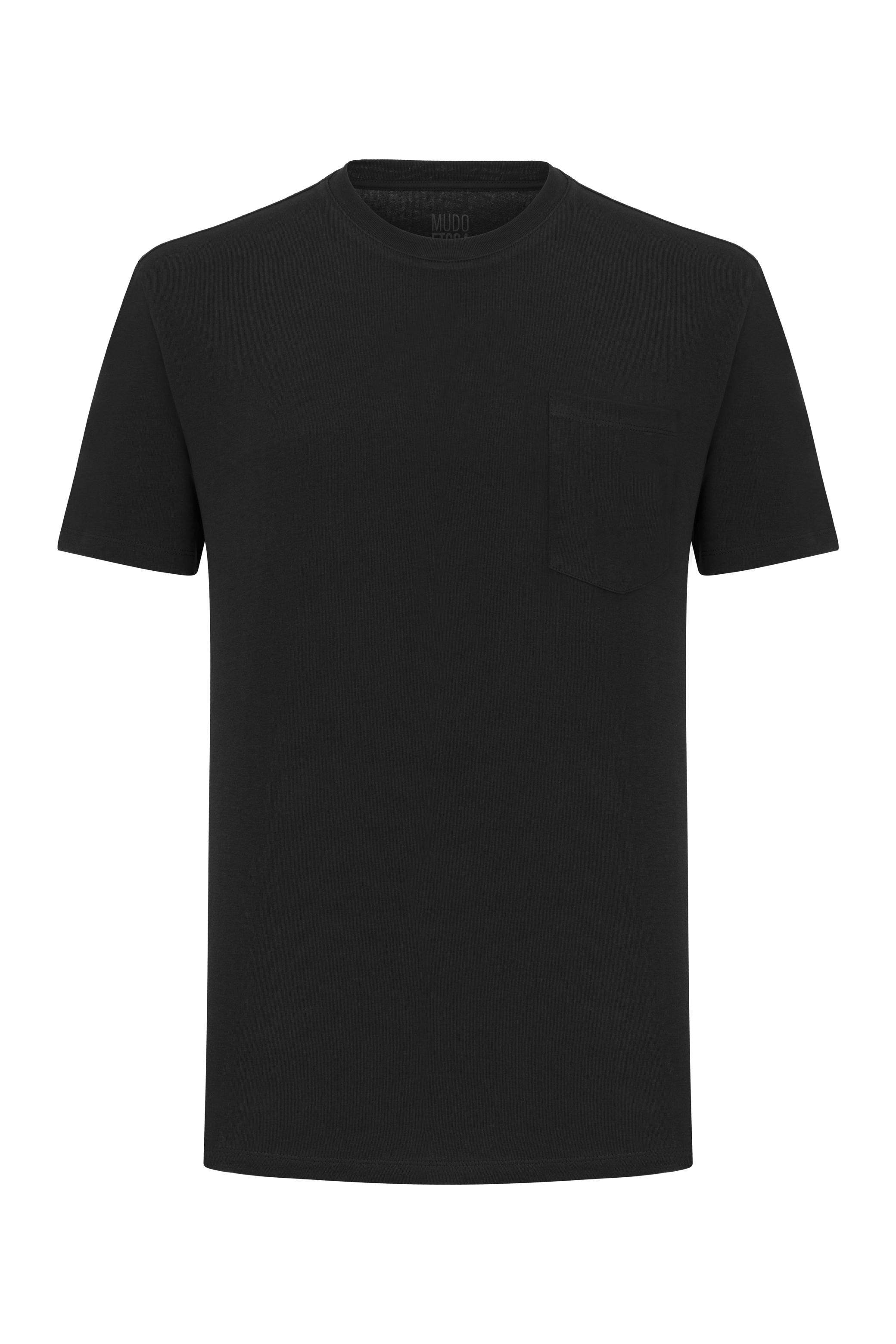 CEP DETAYLI BİSİKLET YAKA KISA KOLLU T-SHIRT