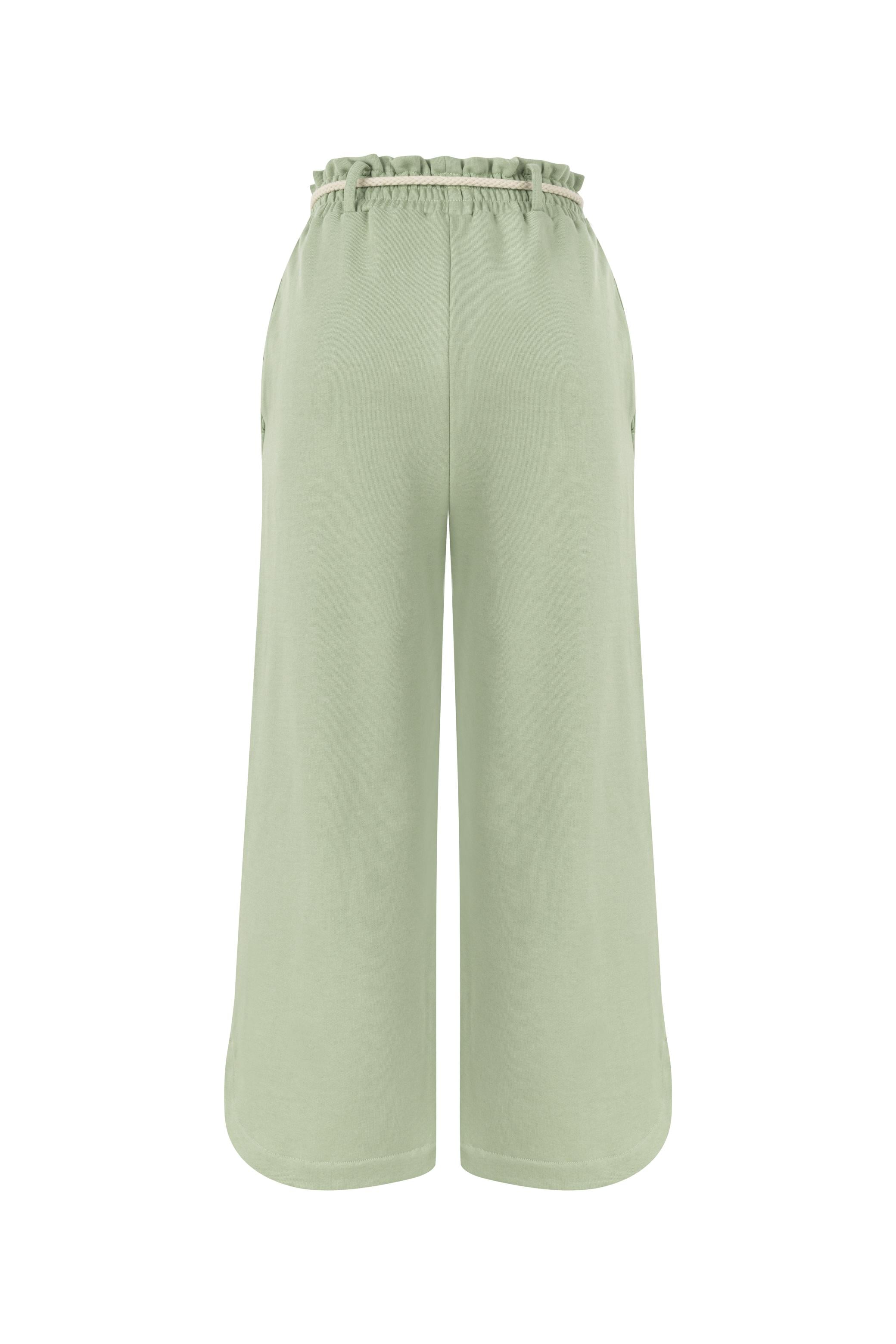 BELİ BAĞLAMALI GENİŞ PAÇA CROP PANTOLON