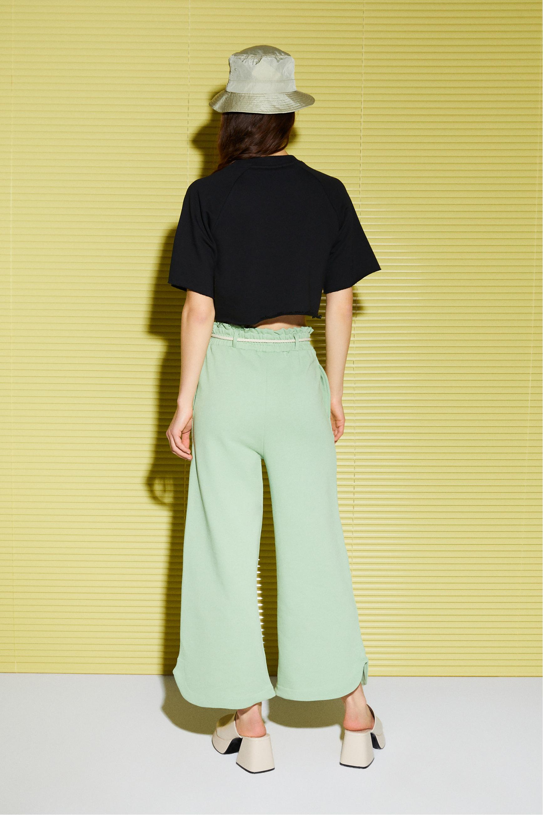 BELİ BAĞLAMALI GENİŞ PAÇA CROP PANTOLON