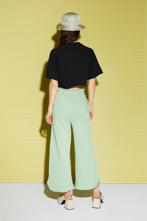  BELİ BAĞLAMALI GENİŞ PAÇA CROP PANTOLON