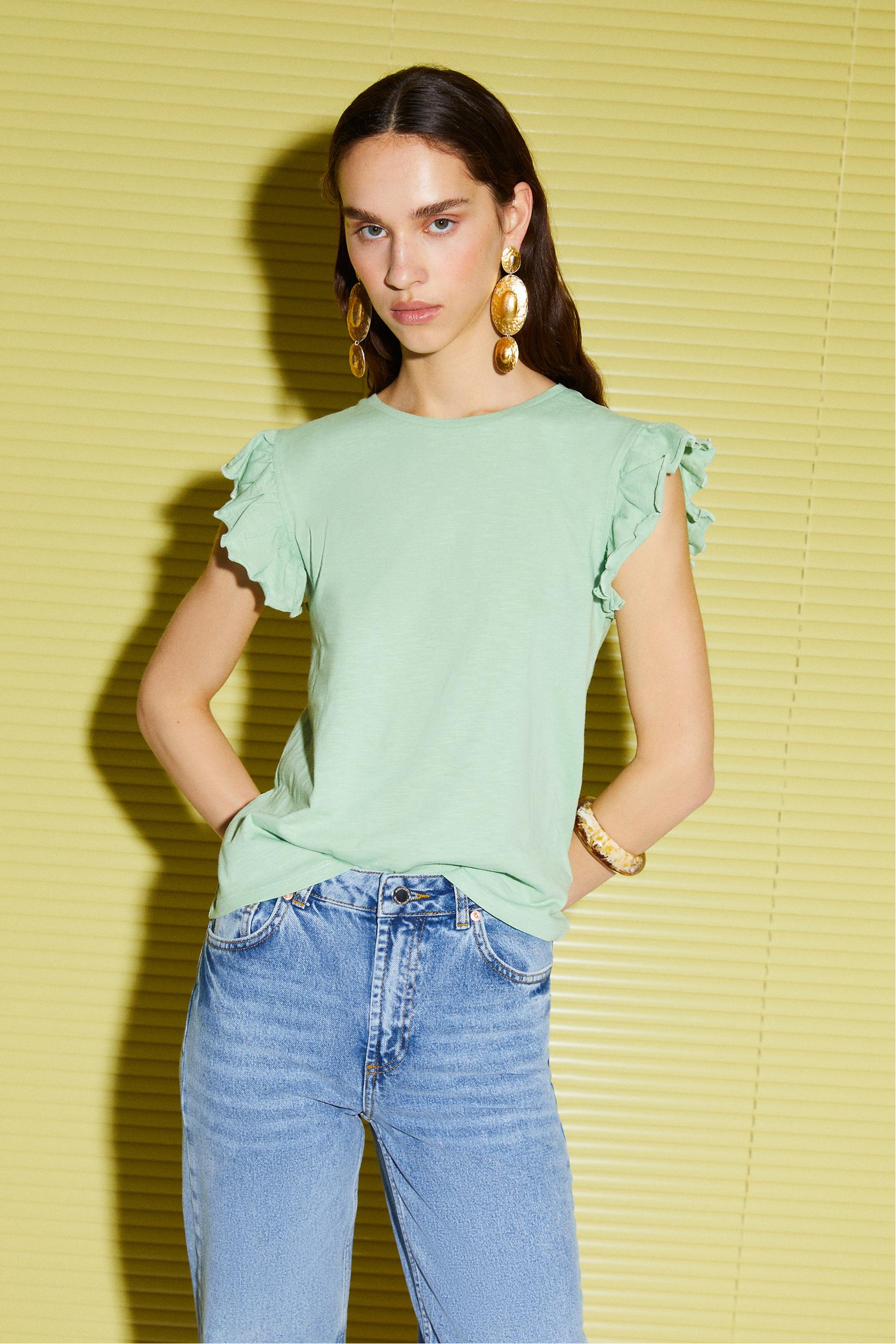 FIRFIR DETAYLI BİSİKLET YAKA T-SHIRT