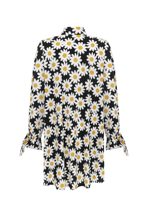  PAPATYA BASKILI A FORM MİNİ ELBİSE