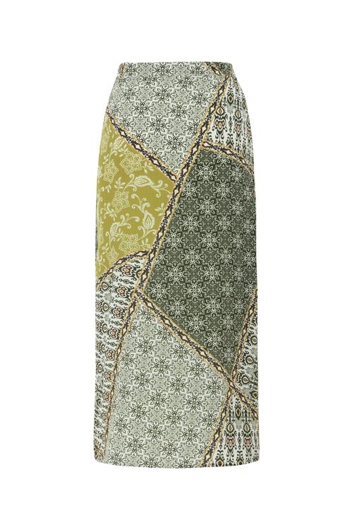  ETNİK DESENLİ MİDİ VİSKOZ ETEK