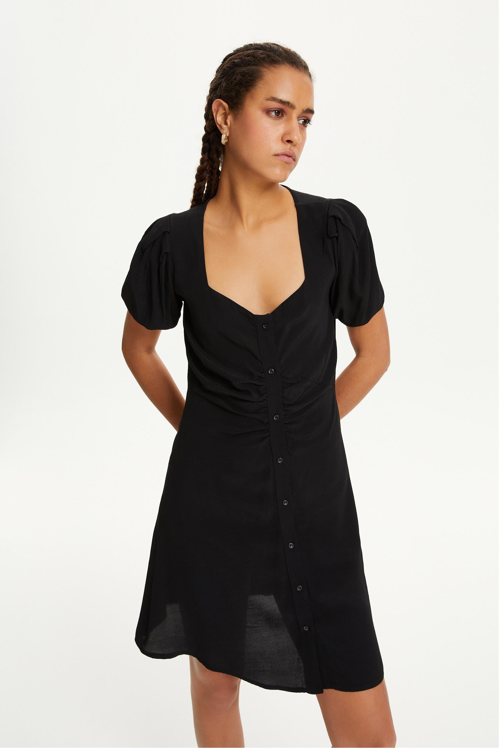 DRAPE DETAYLI MİNİ ELBİSE