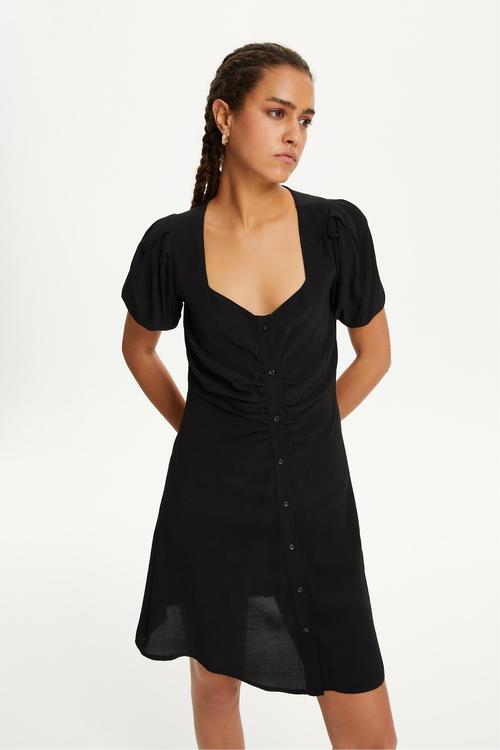 DRAPE DETAYLI MİNİ ELBİSE