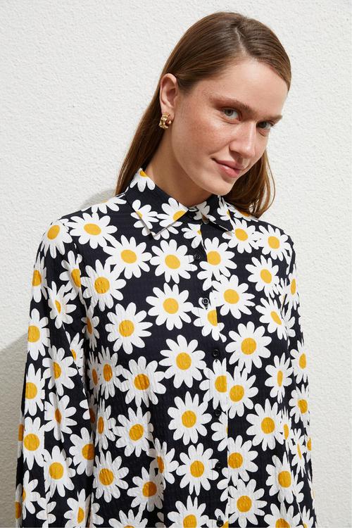  PAPATYA BASKILI A FORM MİNİ ELBİSE