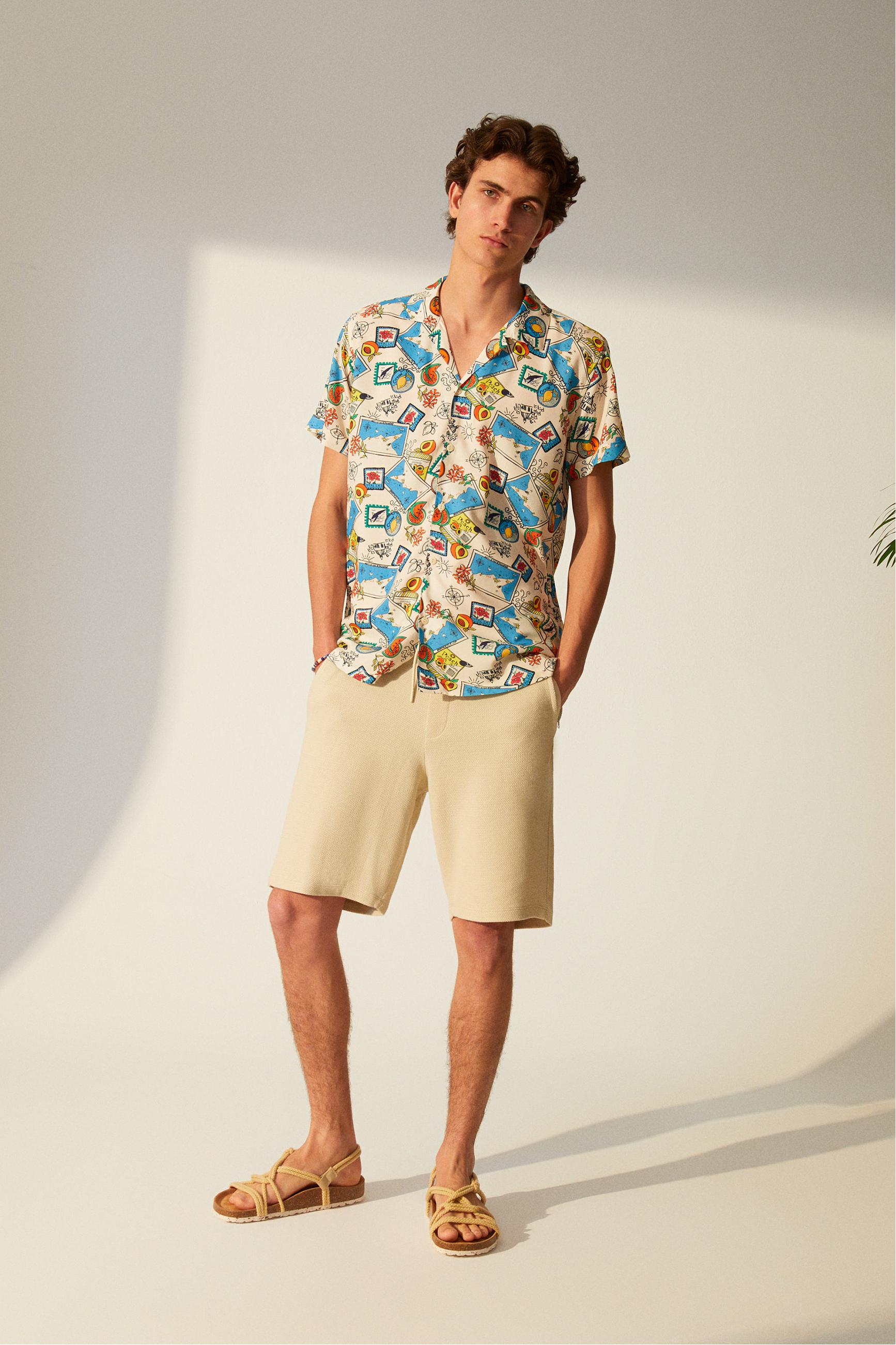 DESENLİ KISA KOLLU REGULAR FIT GÖMLEK