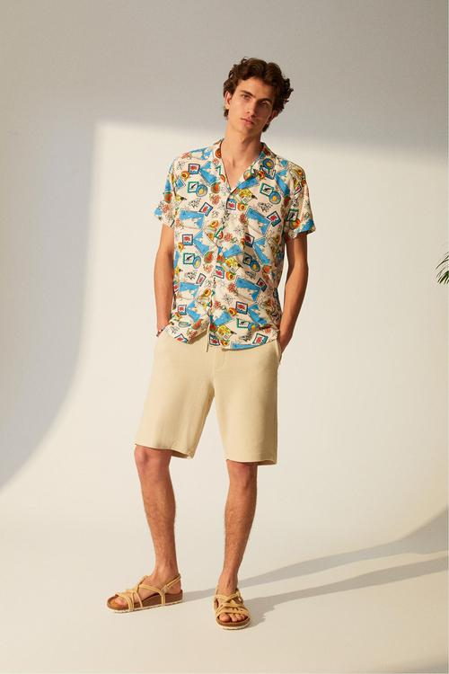  DESENLİ KISA KOLLU REGULAR FIT GÖMLEK