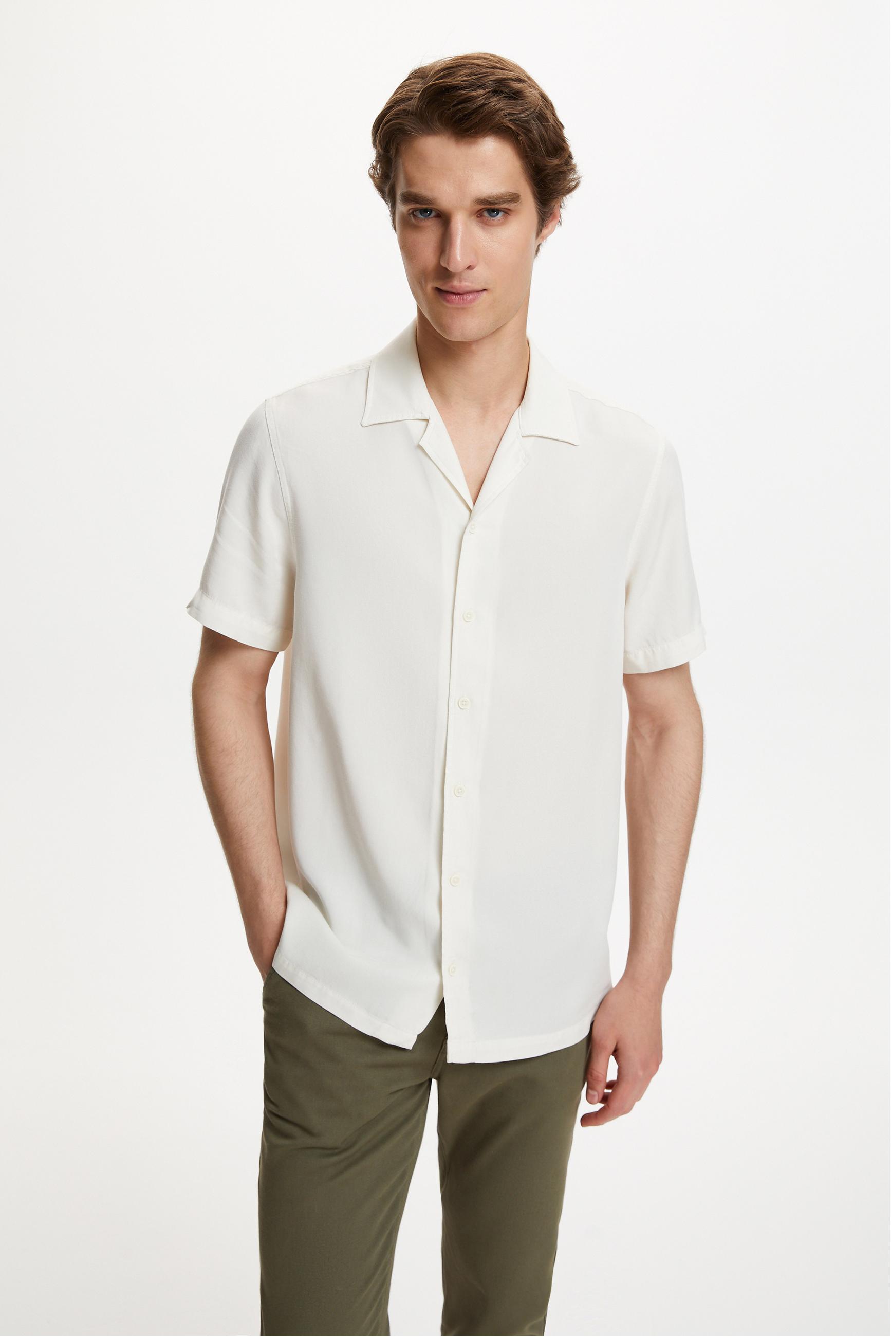 KISA KOLLU REGULAR FIT LİYOSEL GÖMLEK