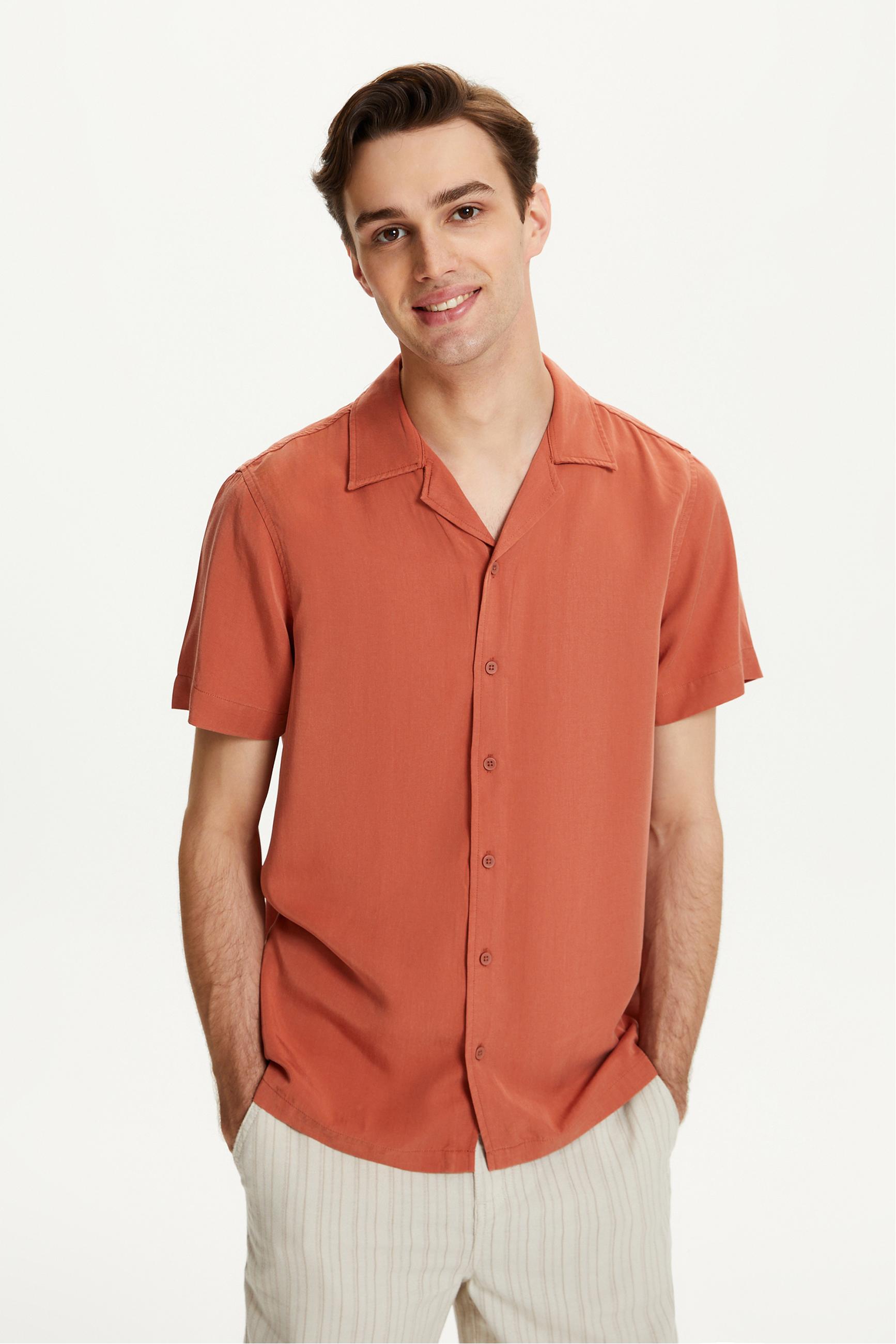 KISA KOLLU REGULAR FIT LİYOSEL GÖMLEK