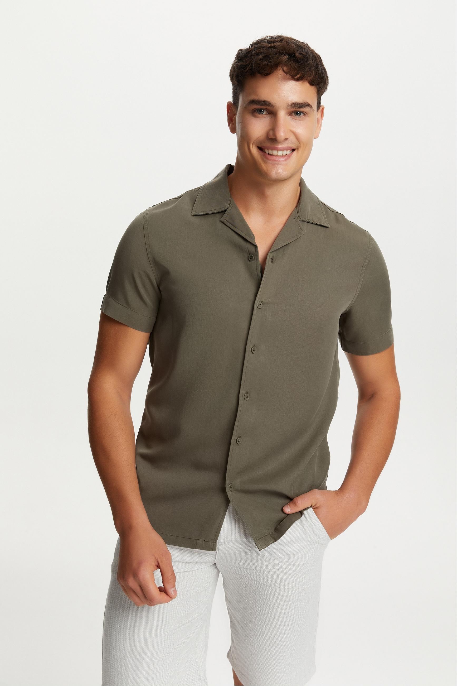 KISA KOLLU REGULAR FIT LİYOSEL GÖMLEK