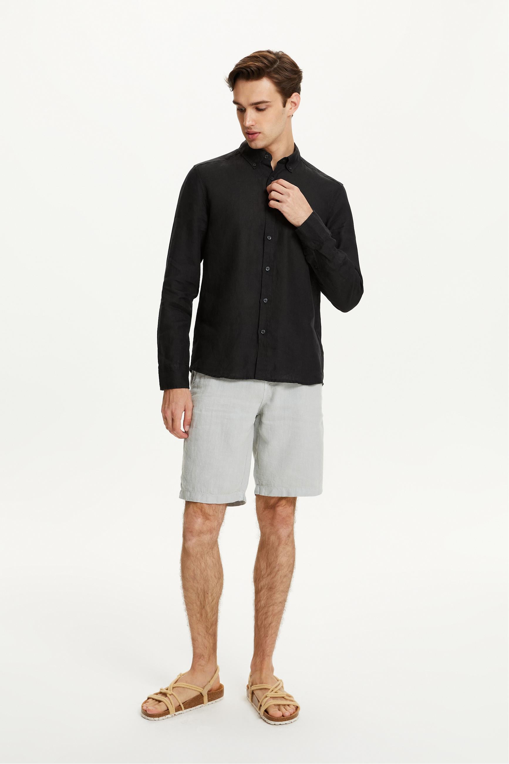 SLIM FIT KETEN GÖMLEK