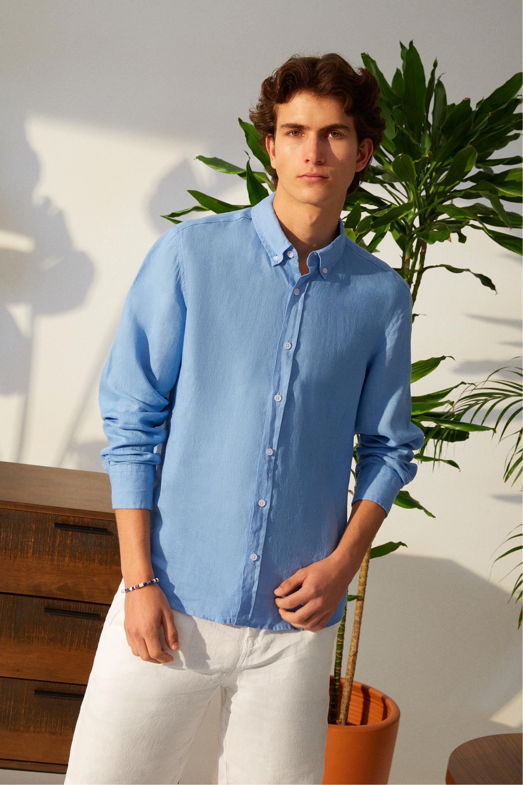 SLIM FIT KETEN GÖMLEK