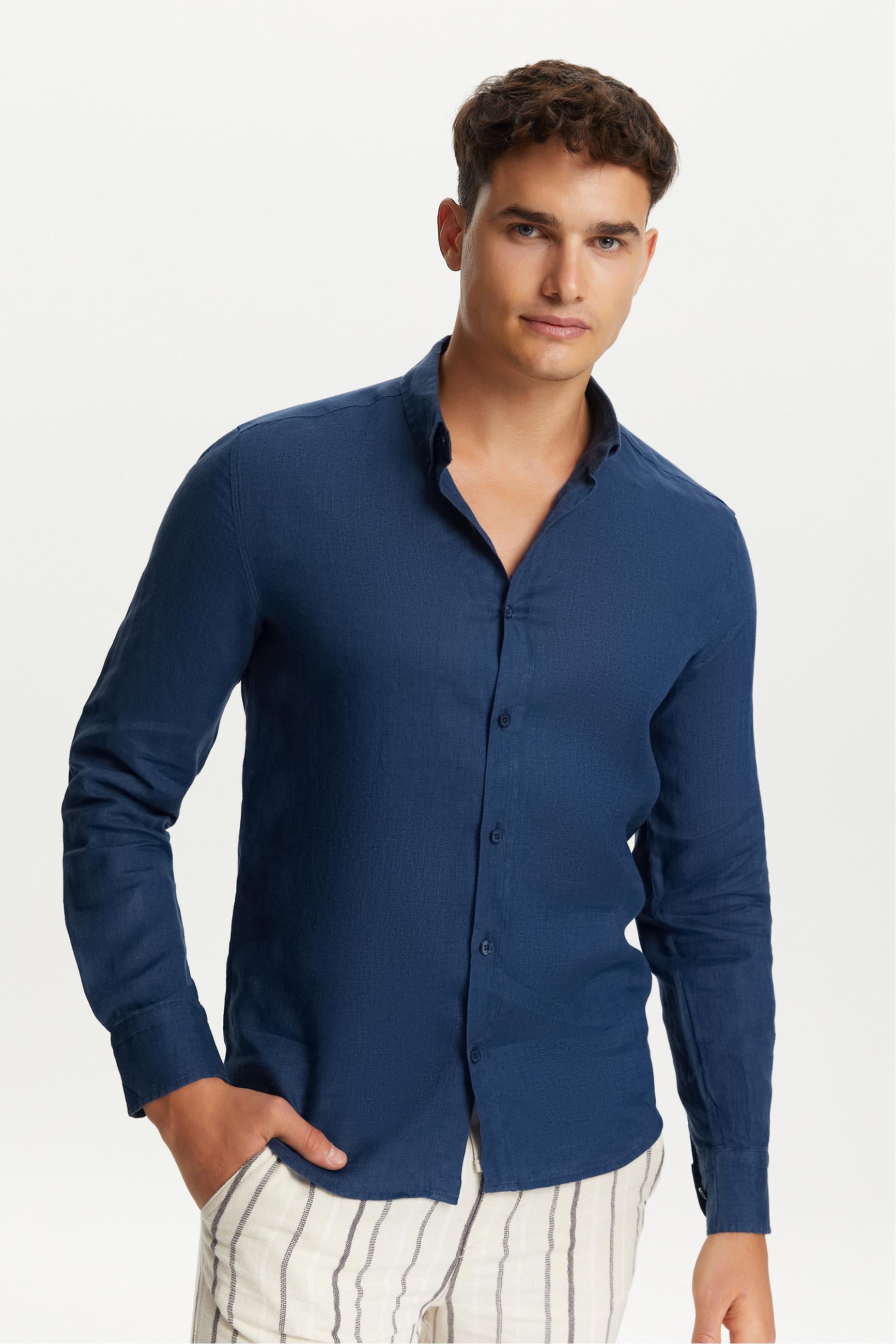 SLIM FIT KETEN GÖMLEK