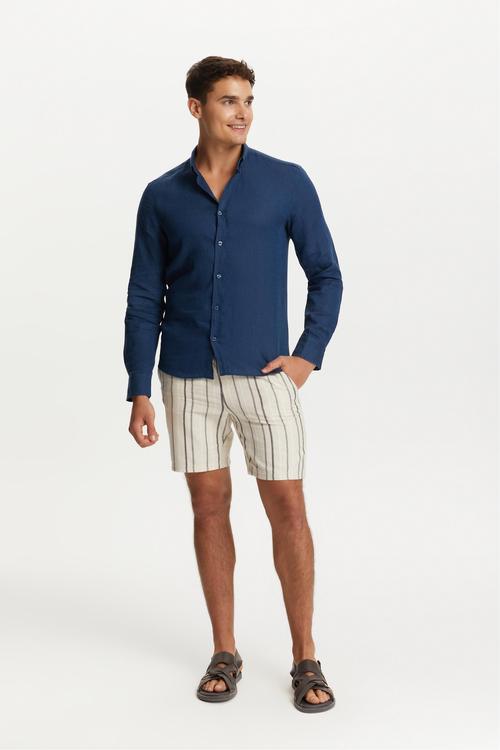  SLIM FIT KETEN GÖMLEK