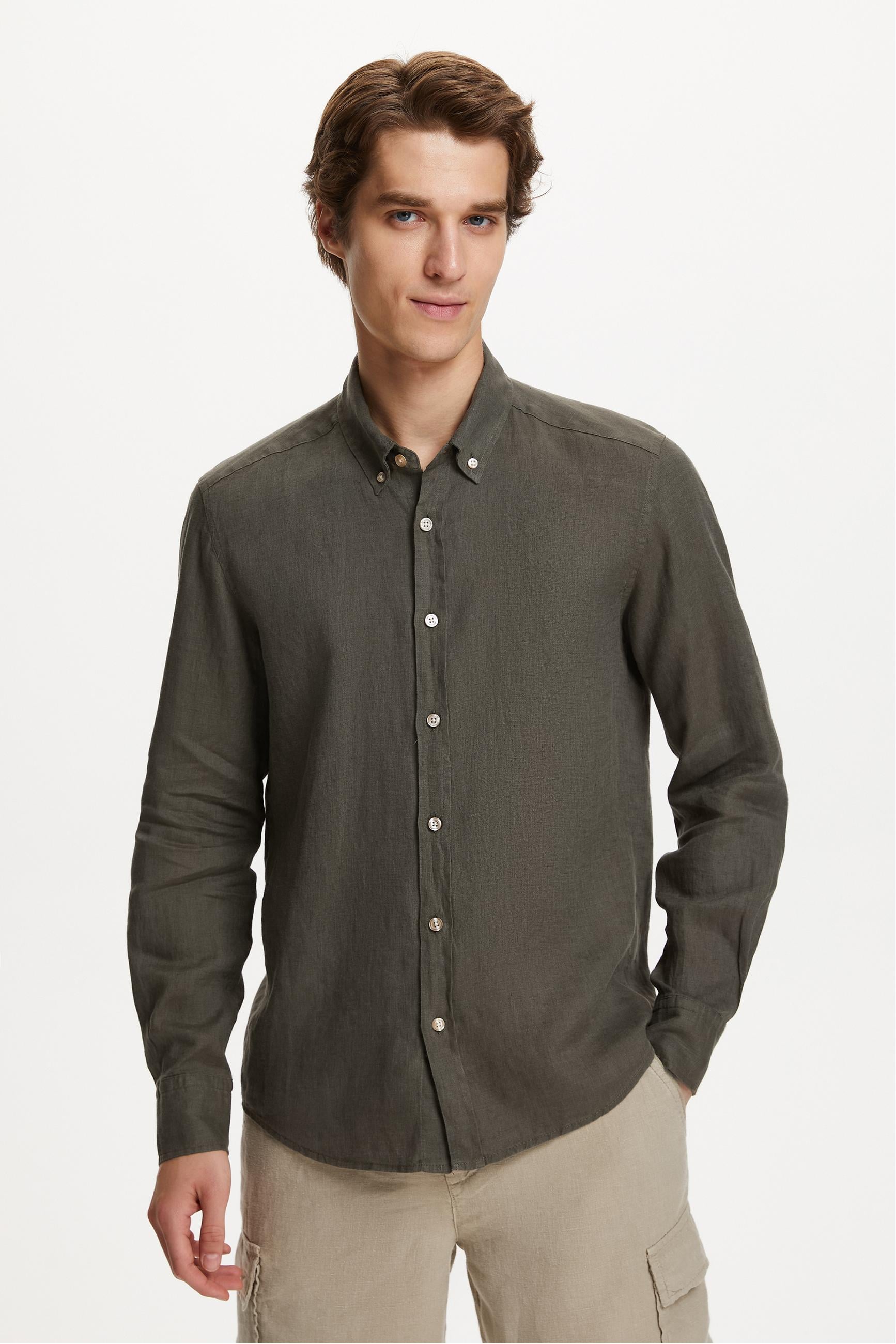 SLIM FIT KETEN GÖMLEK