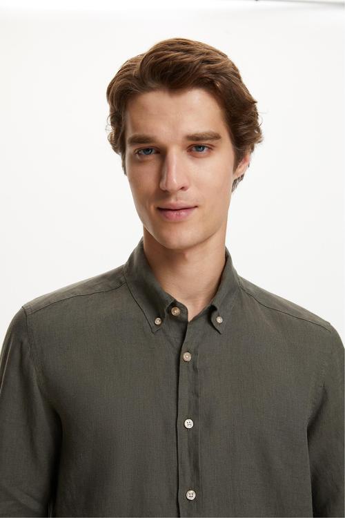  SLIM FIT KETEN GÖMLEK