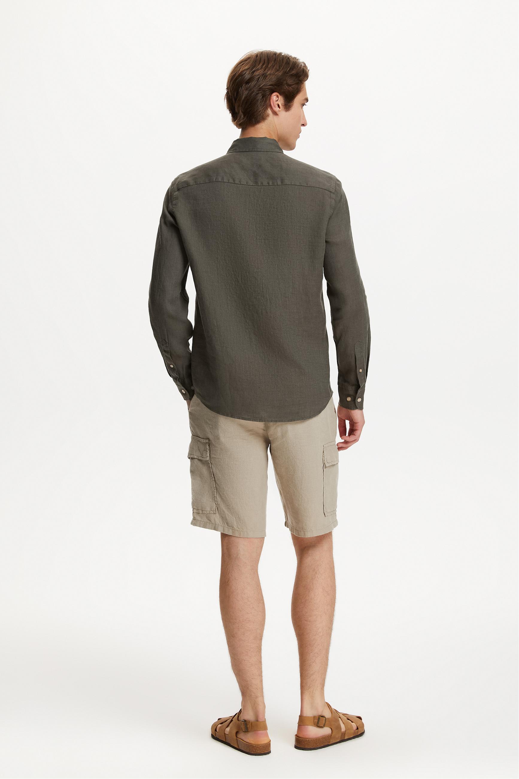 SLIM FIT KETEN GÖMLEK