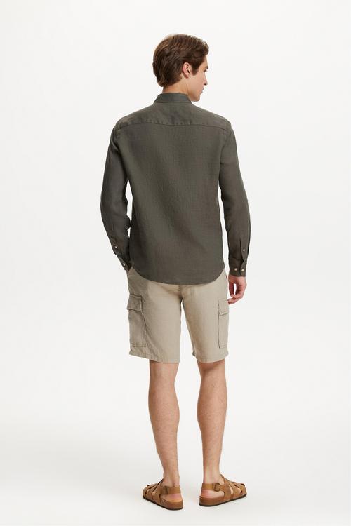  SLIM FIT KETEN GÖMLEK