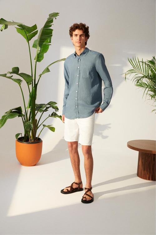  REGULAR FIT KETEN GÖMLEK