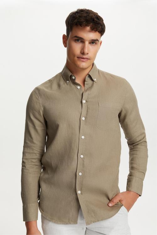  REGULAR FIT KETEN GÖMLEK