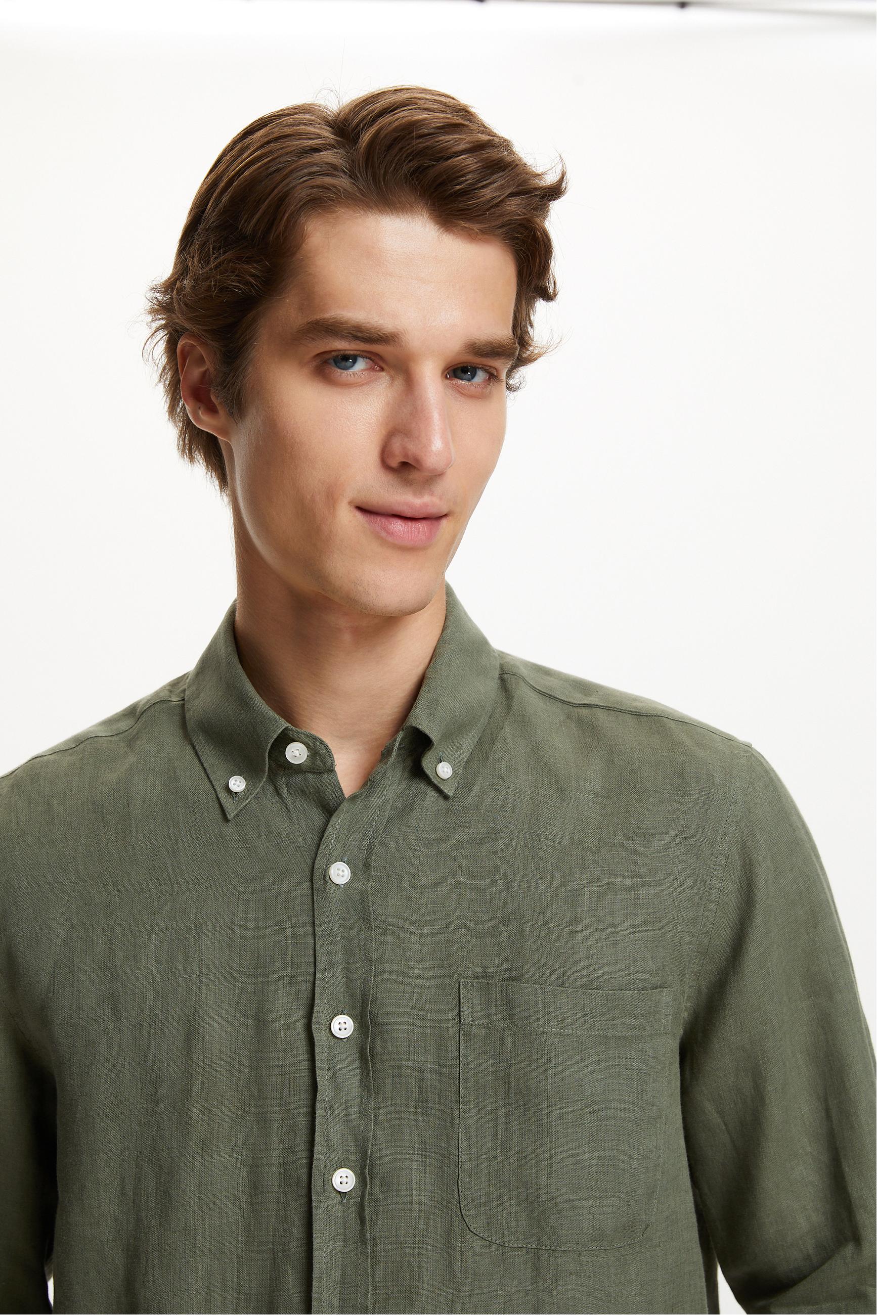 REGULAR FIT KETEN GÖMLEK