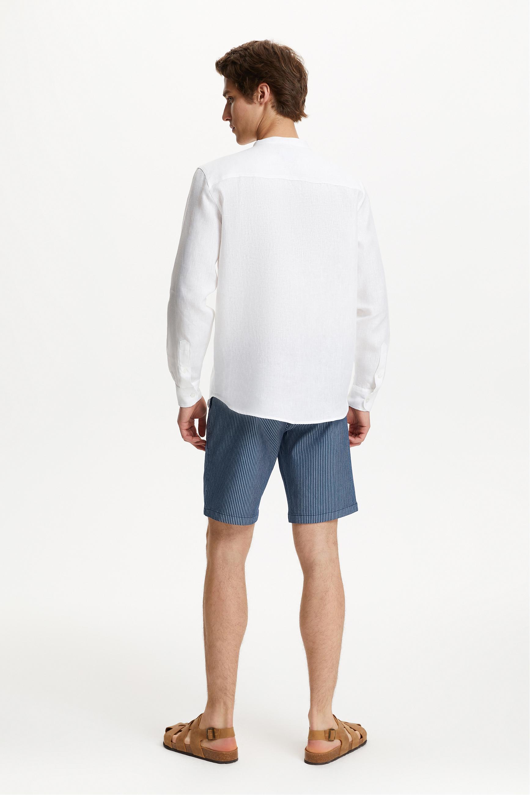 HAKİM YAKA REGULAR FIT KETEN GÖMLEK